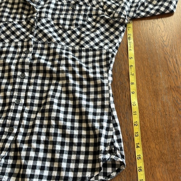 Woolwich Black-and-White Plaid Button-Down Top Size Medium Long Sleeves - Picture 10 of 16